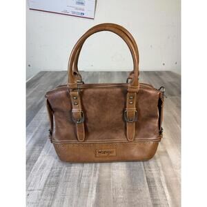 Wrangler Doctor Nah Satchel Handbag Purse Studded Brown Leather Buckle